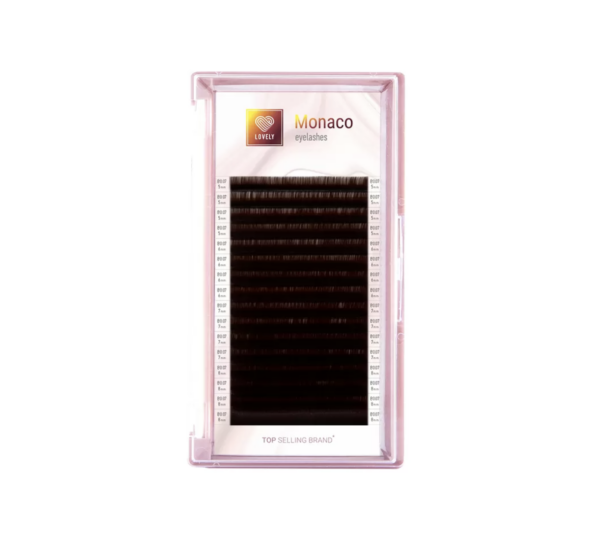 Eyelash extensions dark brown Lovely Monaco B0.07 5-8mm 16 lines Mix (pink tray)